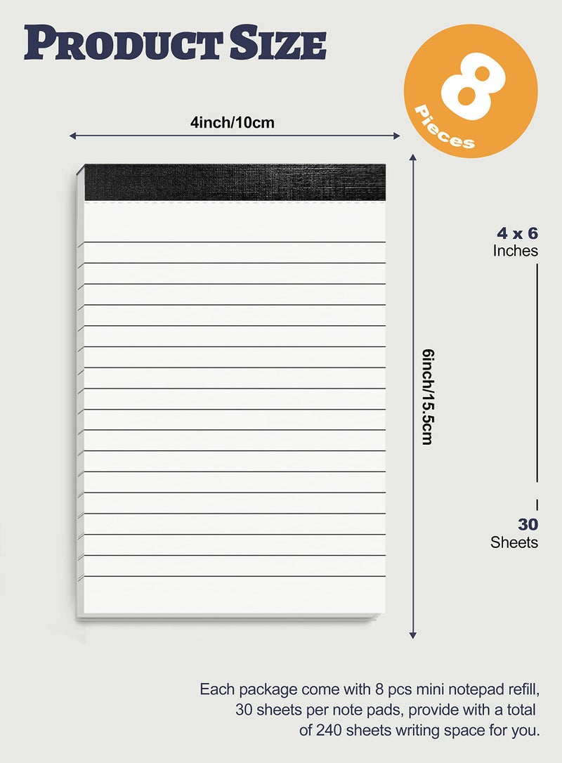 Aidunmis Notepad 4x6 Notepads 8 Pack Lined Note Pads 4x6 Paper Pads Memo Pads 4x6 Scratch Pads 4x6 Server Note Pads Ruled Pages Pocket Notebook Small Writing Pads for Daily Planning School Office 30 Sheets/Pad - Image 2